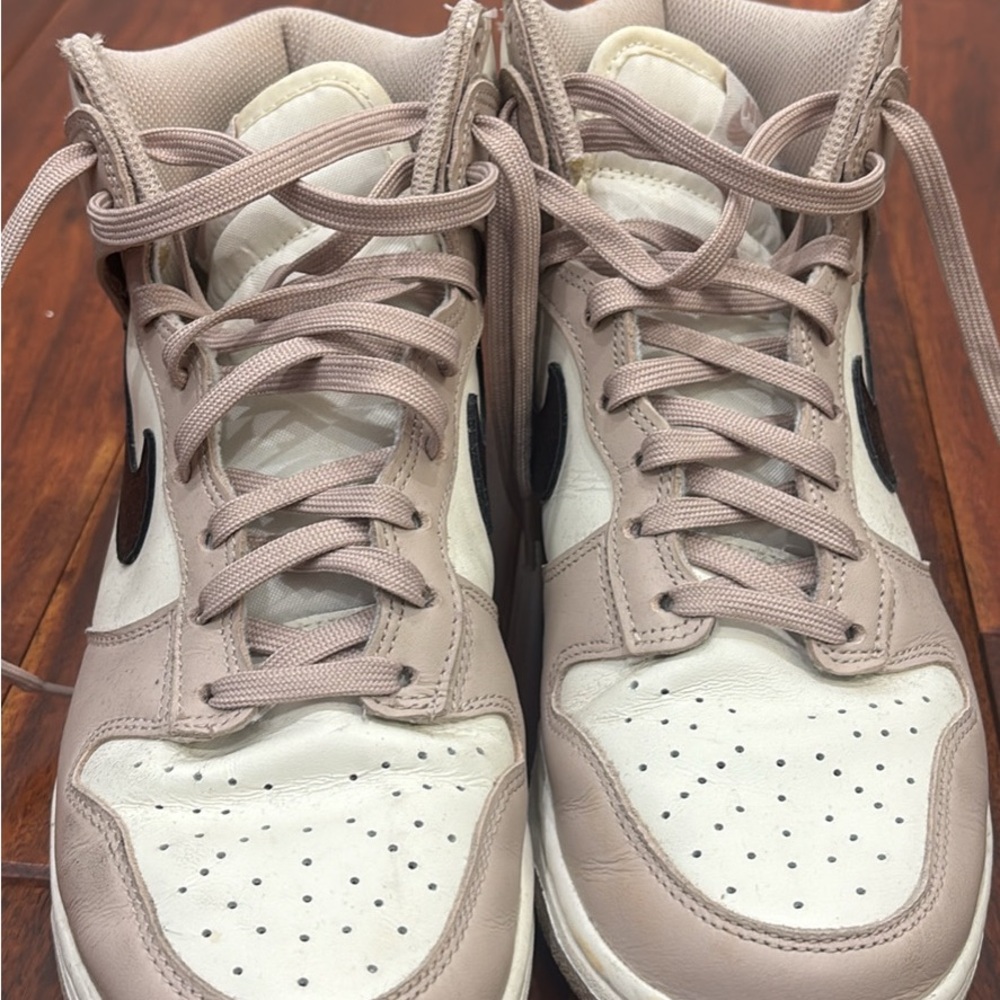 Nike Women's High-Top Sneakers - Mauve and White
